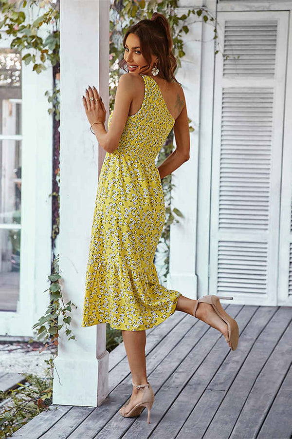 One Shoulder Floral Prince Summer Dress