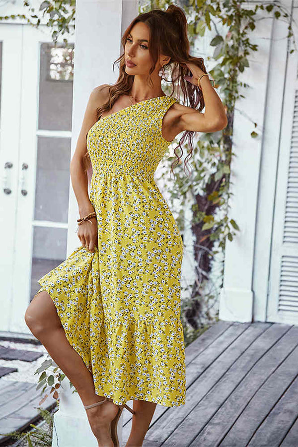 One Shoulder Floral Prince Summer Dress