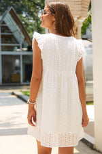 V-Neck White Lace Short Summer Dress