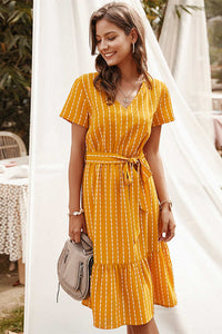 Elegant V-Neck Long Summer Dress with Stripe