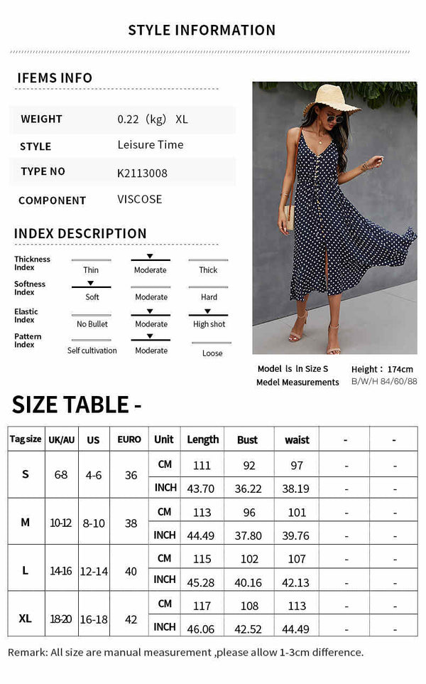 Summer Straps Green Dress with Polka Dots