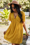 Chiffon Yellow Short Summer Dress with Short Sleeves