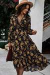 Boho Floral Long Summer Dress with Sleeves