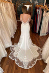 Backless Straps White Lace Mermaid Wedding Dress