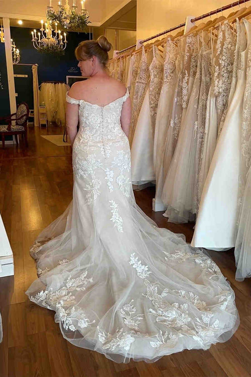 Plus Size Off the Shoulder White Mermaid Wedding Gown