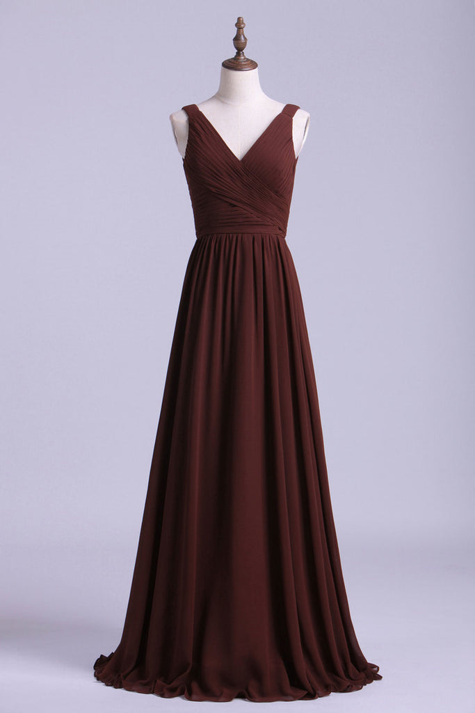 Simple V-Back Brown Long Bridesmaid Dress FancyVestido Simple V-Back Brown Long Bridesmaid Dress FancyVestido