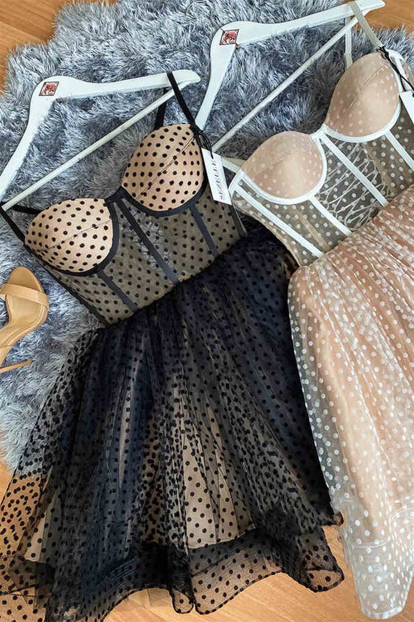 Sexy Black Polka Dots Short Party Dress