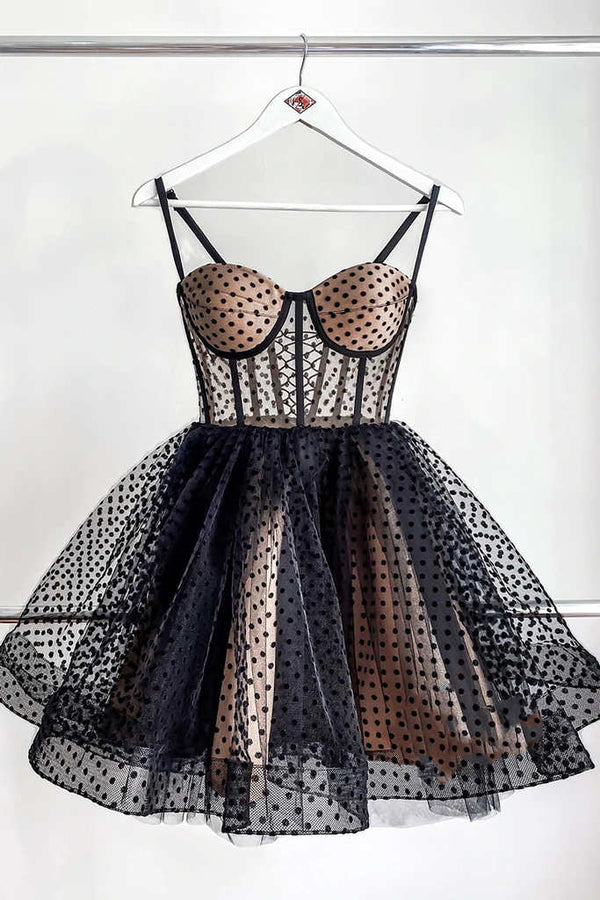 Sexy Black Polka Dots Short Party Dress