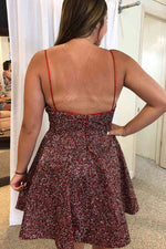 Glitter A-Line Straps Short Homecoming Dress