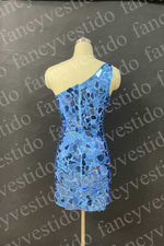 Chic Cut Glass Mirror Blue Short Homecoming Dress