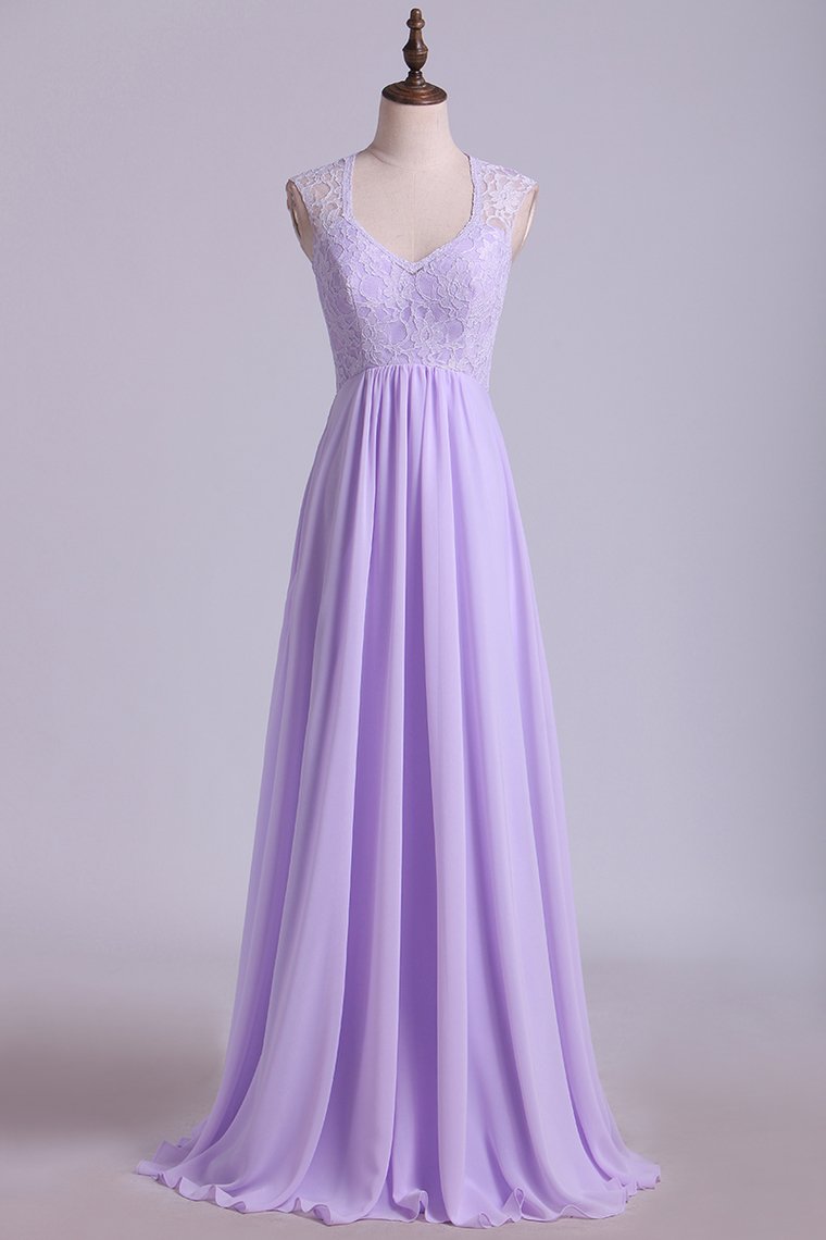 Elegant Lavender Lace Top Long Bridesmaid Dress – FancyVestido