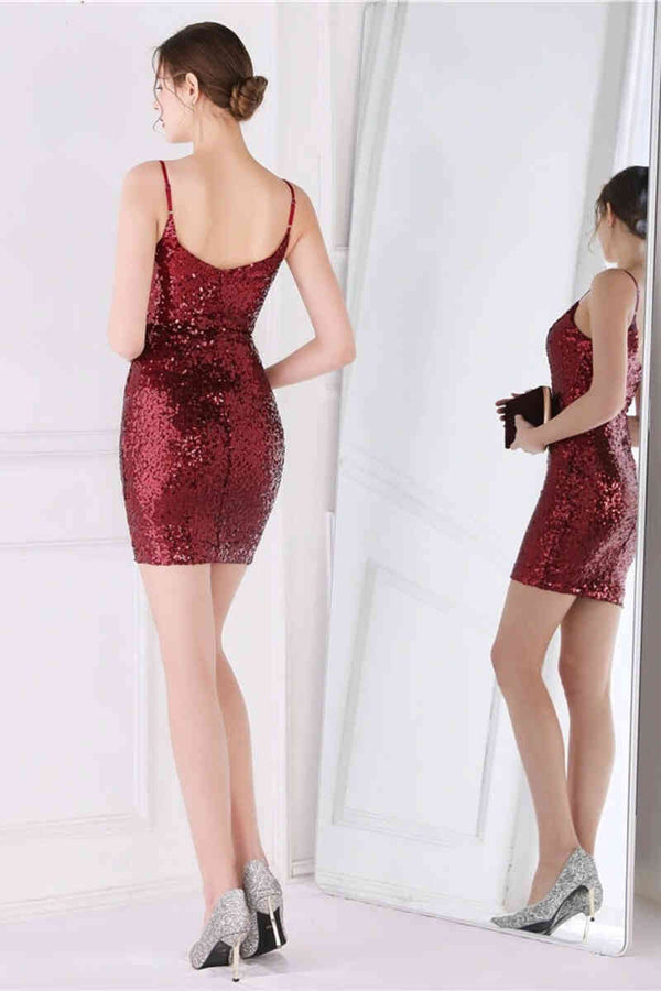Glitter White Sequined Tight Homecoming Dress