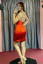 Plunging V-Neck Red Bodycon Homecoming Dress