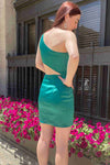Green One Shoulder Cutout Short Homecoming Dress