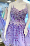 Gorgeous Lilac Straps Short Homecoming Dress with Appliques