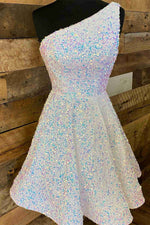 A-Line Short Royal Blue Sequins Homecoming Dress