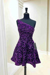 A-Line Short Royal Blue Sequins Homecoming Dress