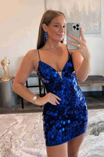 Tight Hot Pink Glass Mirror Sequined Homecoming Dress