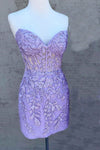 Sweetheart Lavender Appliqued Bodycon Homecoming Dress