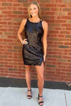 Cutout Back Balck Sequined Bodycon Homecoming Dress