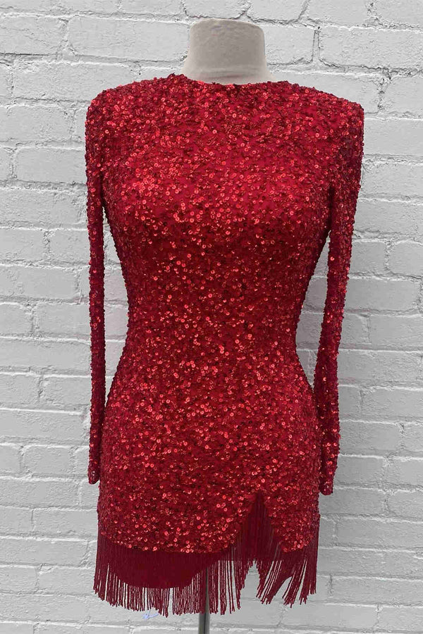 Royal Blue Long Sleeve Bodycon Homecoming Dress with Fringe