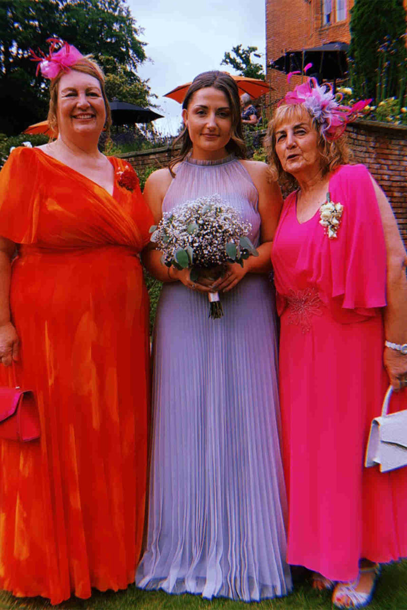 Crew Neck Light Dusty Purple Tulle Long Bridesmaid Dress
