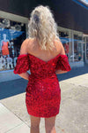 Off the Shoulder Red Bodycon Homecoming Dress