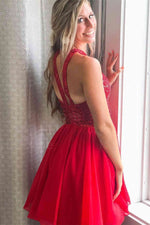 Cross Front Top Red Sequined Homecoming Dress