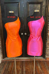 Simple Orange One Shoulder Short Homecoming Dress