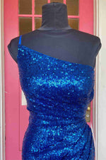 Open Back Royal Blue Sequins Bodycon Homecoming Dress