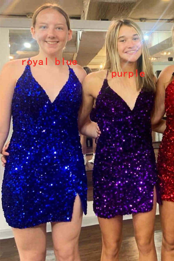Straps V-Neck Pink Tight Homecoming Dress