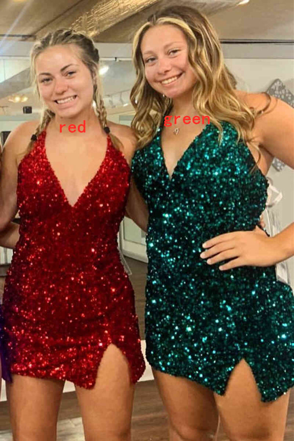 Straps V-Neck Pink Tight Homecoming Dress