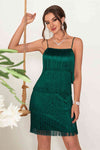 Straps Pink Fringe Short Party Dress
