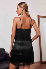 Straps Pink Fringe Short Party Dress