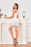 One Shoulder White Lace Tight Party Dress