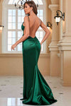 Sexy Straps Green Mermaid Evening Dress with Hight Slit