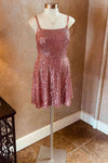 Cute Square Neck Sequined Short Homecoming Dress