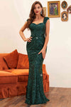 Mermaid Dark Green Sequined Long Evening Dress