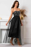 Sequin Top Sweetheart Black Long Evening Dress