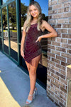 Stunning Grape Beaded Tight Homecoming Dress with Fringe