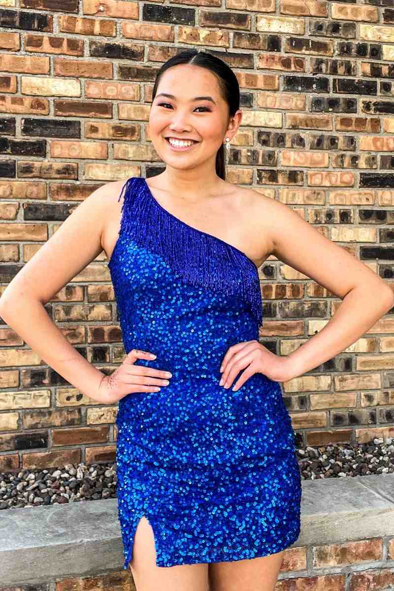 Beaded Fringe Orange Tight Short Homecoming Dress