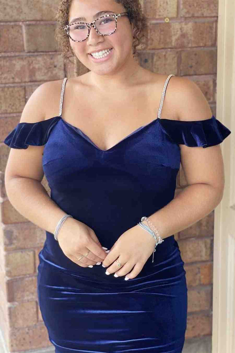 Velvet Cold Shoulder Bodycon Homecoming Dress