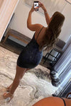 Open Back Royal Blue Sequins Bodycon Homecoming Dress