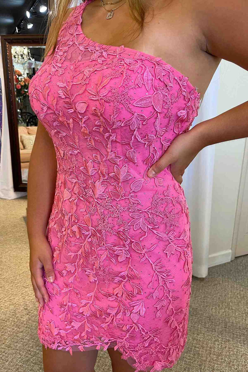 Appliques One Shoulder Bodycon Homecoming Dress