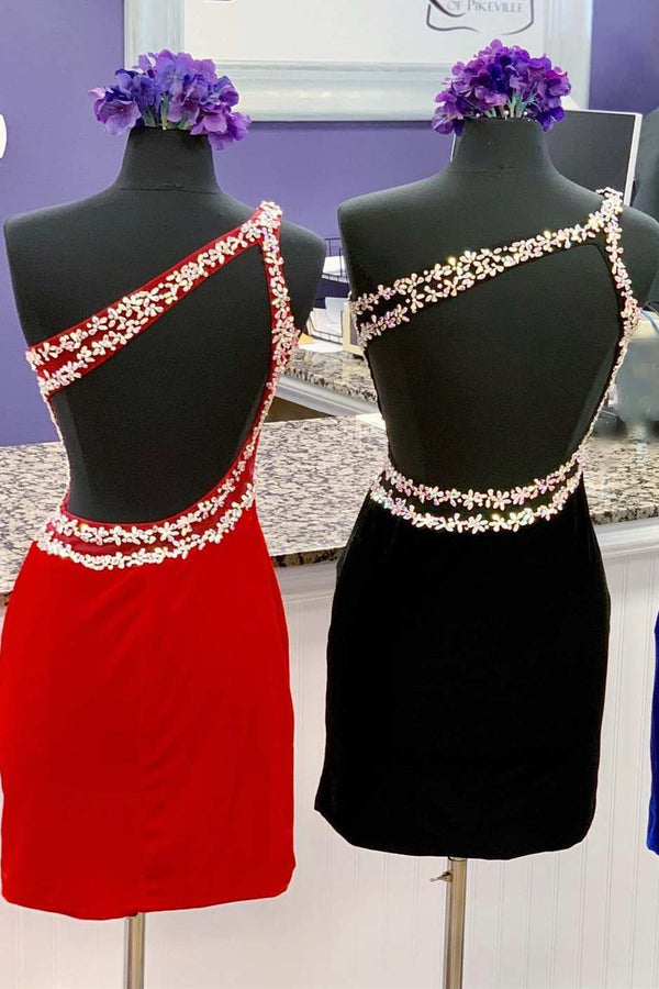 Backless Beaded Royal Blue Velvet Homecoming Dress