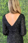 V-Neck Long Sleeves Black Tight Homecoming Dress