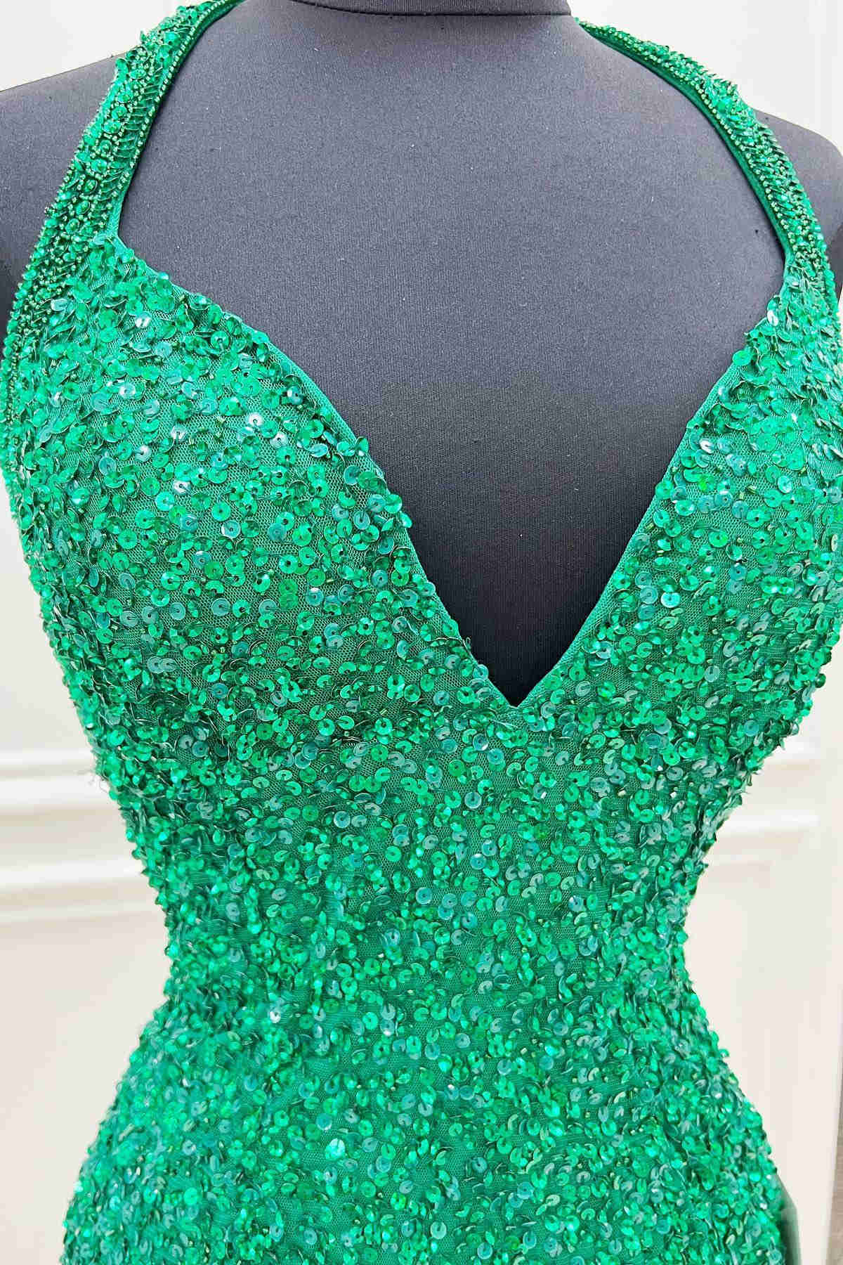 Emerald Shimmer Backless Tassel Bodycon Dress Emerald Shimmer Backless Tassel Bodycon Dress