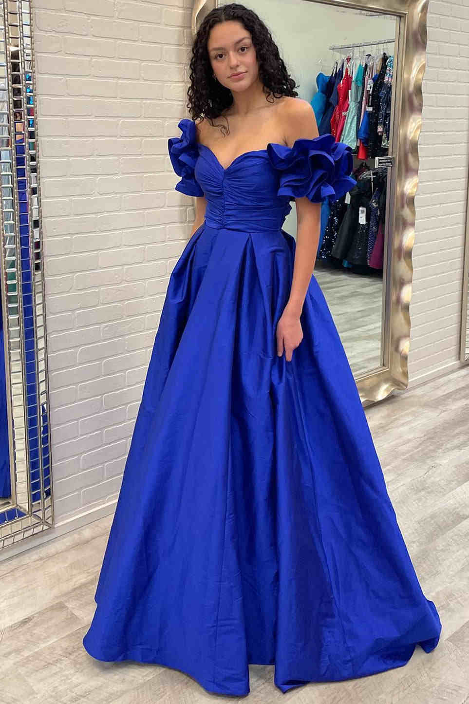 Fuchsia Strapless Taffeta A-line Long Formal Dress