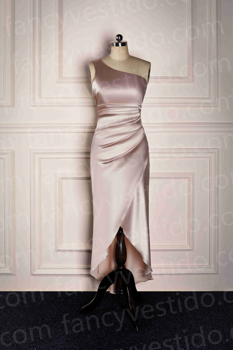 Asymmetrical One Shoulder White Bridesmaid Dress