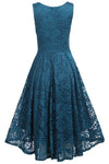 Blue V-Neck Lace Short Party Dress
